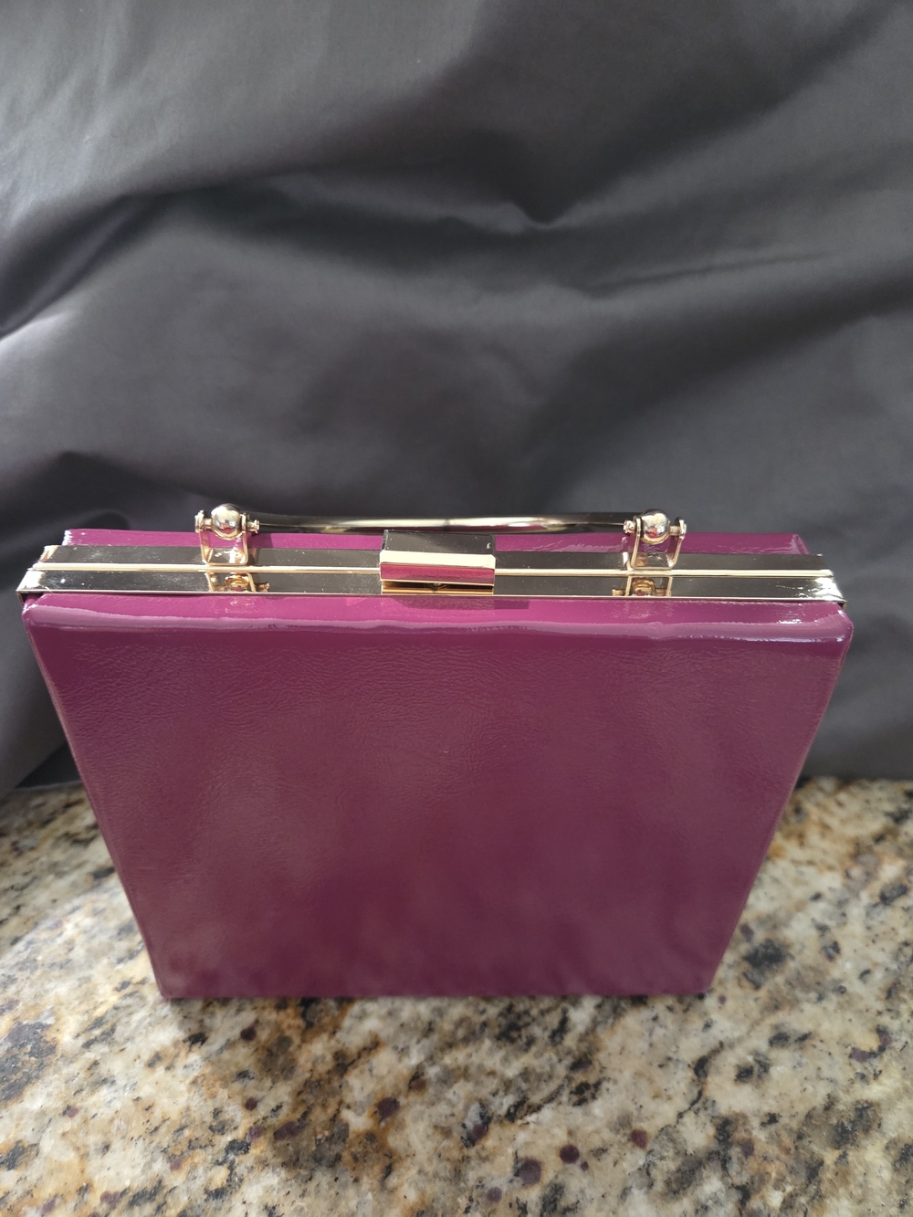 Women's Structured Clutch - Magenta with Gold Hardware